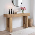 COZONY 63 Rustic Oak Console Table  Narrow Farmhouse Entryway Table with Open Shelf for Living Room, Hallway, Sofa Back