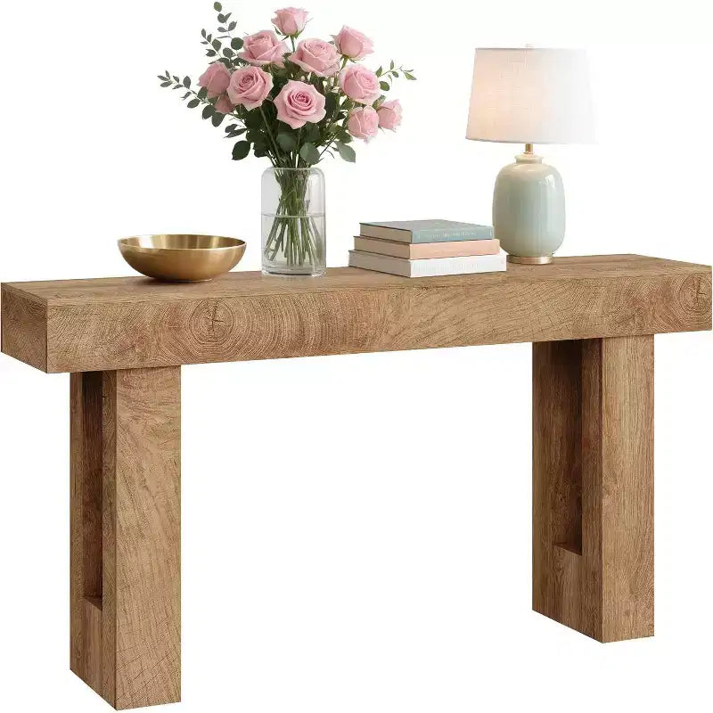 COZONY 63 Console en Chêne Rustique Table d'Entrée Étroite Style Ferme avec Étagère Ouverte pour Salon, Couloir, Arrière de Canapé