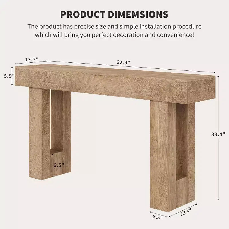 COZONY 63 Console en Chêne Rustique Table d'Entrée Étroite Style Ferme avec Étagère Ouverte pour Salon, Couloir, Arrière de Canapé
