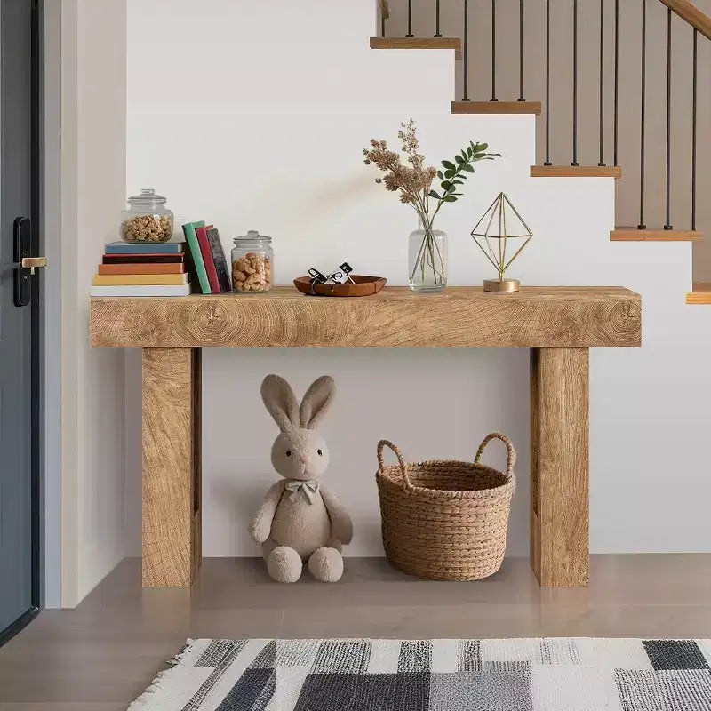 COZONY 63 Console en Chêne Rustique Table d'Entrée Étroite Style Ferme avec Étagère Ouverte pour Salon, Couloir, Arrière de Canapé