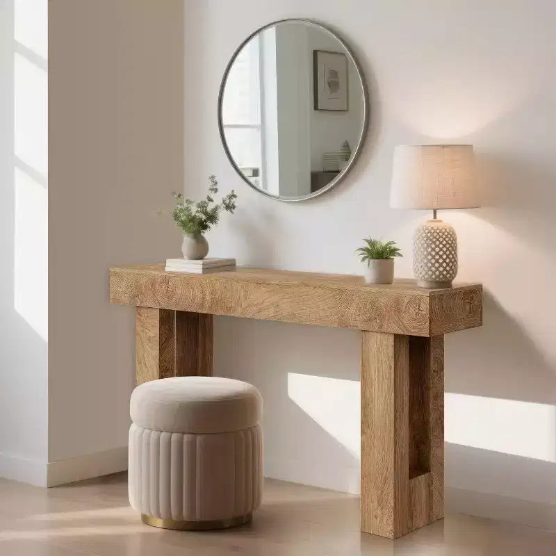 COZONY 63 Console en Chêne Rustique Table d'Entrée Étroite Style Ferme avec Étagère Ouverte pour Salon, Couloir, Arrière de Canapé
