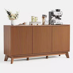Buffet de cuisine de 58 po avec portes incurvées, étagères réglables et console de rangement de style rustique moderne pour salle à manger et coin café