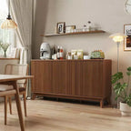 Buffet de cuisine de 58 po avec portes incurvées, étagères réglables et console de rangement de style rustique moderne pour salle à manger et coin café