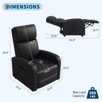 PU Leather Recliner Chair, Lazy Single Seater with Side Pocket, Tall Back & Wide Padded Arms, Home Theater Seat for Living Room, Bedroom