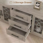 GustoWave Farmhouse TV Stand for 70 Inch,with Glass Door,2 Storage Door and 3 Drawer, Console Table with Shelves for Bedroom Living Room