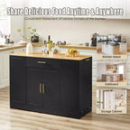 Îlot de cuisine moderne Okak avec portes, tiroir central et rangement pour poubelle, buffet de rangement pour cuisine, salle à manger