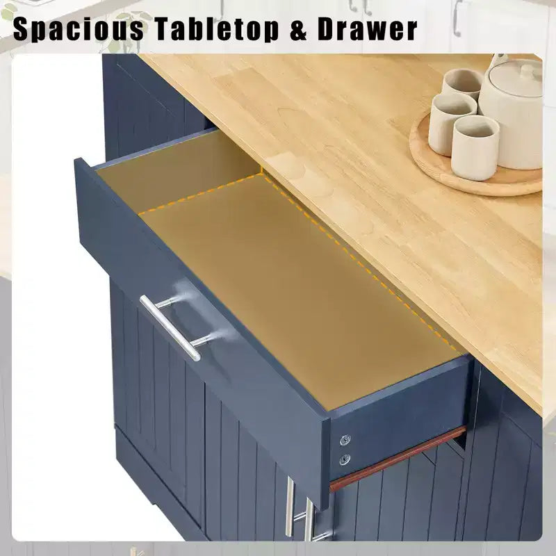 Îlot de cuisine moderne Okak avec portes, tiroir central et rangement pour poubelle, buffet de rangement pour cuisine, salle à manger
