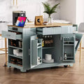 Okak Modrn Kitchen Island with Power Outlet & Tilt Trash Can,Rolling Kitchen Cart with Wheels & Racks,Storage Cabinet Dining Table