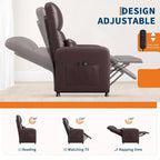 Fauteuil inclinable électrique COZONY avec chauffage et massage, inclinable électrique réglable en cuir PU, dossier haut, siège rembourré, canapé de cinéma maison pour salon