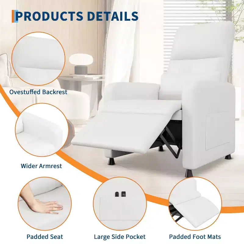 Fauteuil inclinable électrique COZONY avec chauffage et massage, inclinable électrique réglable en cuir PU, dossier haut, siège rembourré, canapé de cinéma maison pour salon
