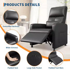 Fauteuil inclinable électrique COZONY avec chauffage et massage, inclinable électrique réglable en cuir PU, dossier haut, siège rembourré, canapé de cinéma maison pour salon