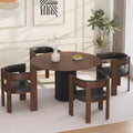 Mid Century Modern Dining Chairs, PU Leather Upholstered Kitchen Chairs Set of 3 with Accent Curved Backrest & Rubber Wood Frame