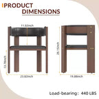 Chaises de salle à manger modernes du milieu du siècle, lot de 3 chaises de cuisine en cuir PU avec dossier incurvé et cadre en bois de caoutchouc
