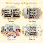Meuble de rangement et bibliothèque pour enfants Costway, bibliothèque en bois avec 4 petites boîtes et 4 grandes boîtes Gris/Blanc