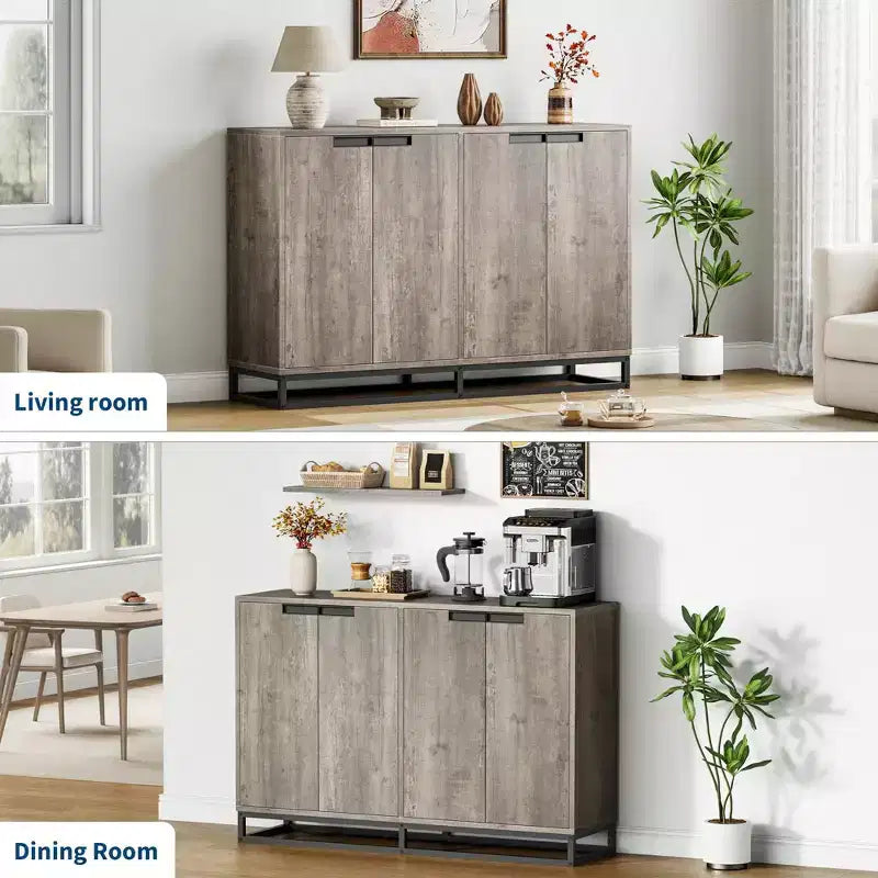 Buffet moderne avec 4 portes et étagères, Armoire de rangement, bahut