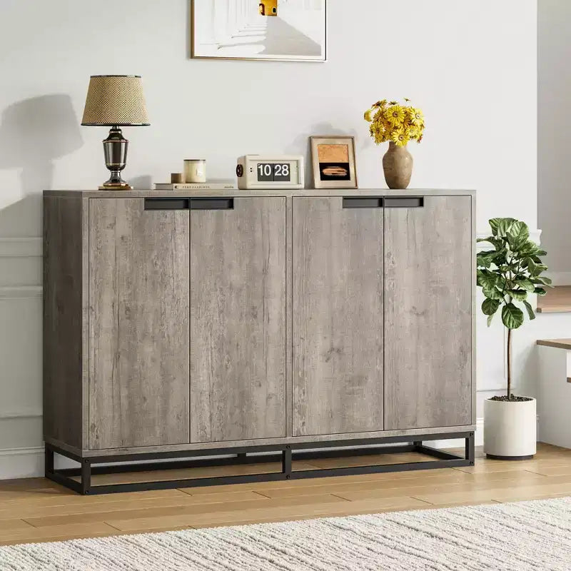 Buffet moderne avec 4 portes et étagères, Armoire de rangement, bahut