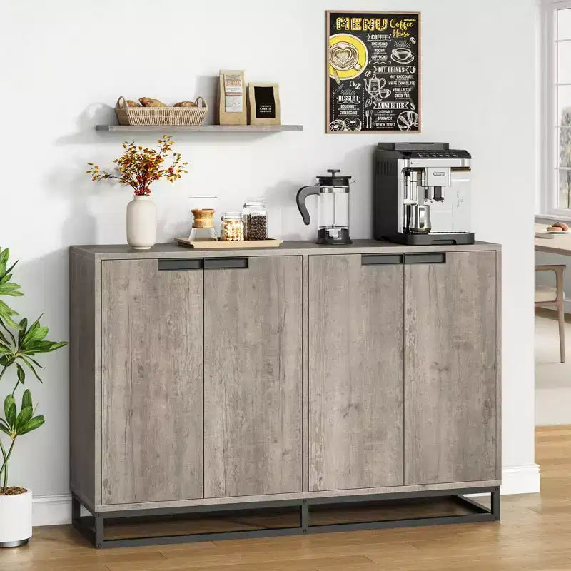Buffet moderne avec 4 portes et étagères, Armoire de rangement, bahut