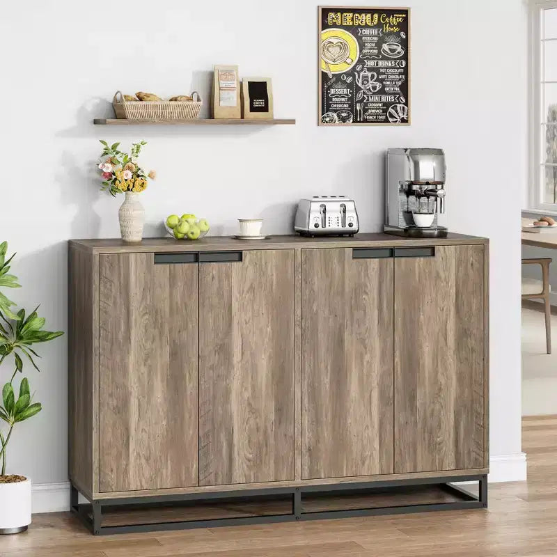 Buffet moderne avec 4 portes et étagères, Armoire de rangement, bahut