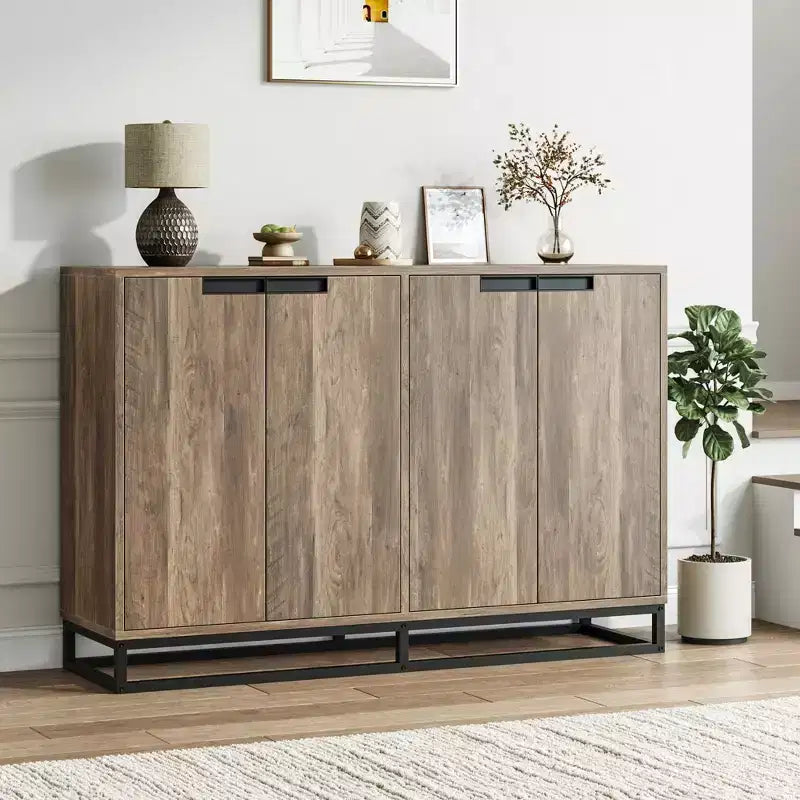 Buffet moderne avec 4 portes et étagères, Armoire de rangement, bahut