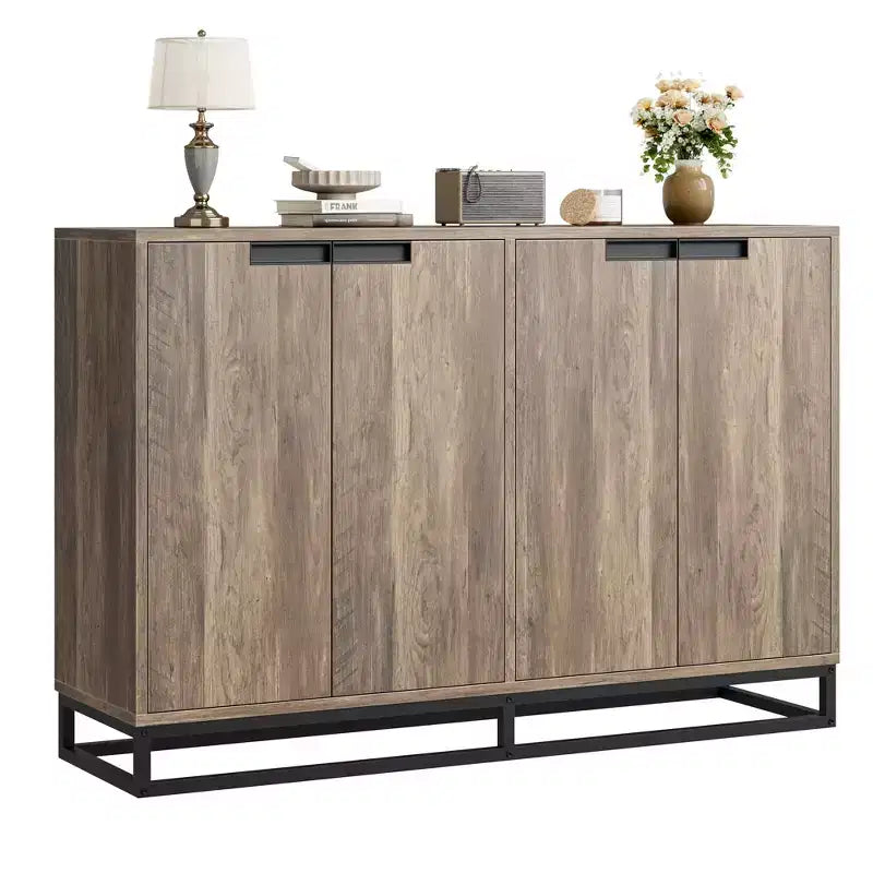 4 Doors and Shelves,Buffet Storage Cabinet, Sideboard Modern Credenza 