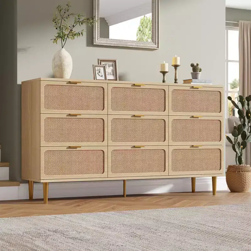 Commode en rotin pour la chambre, armoires de rangement grande capacité pour la garde-robe, convient pour le salon, le couloir et la chambre d'enfant.