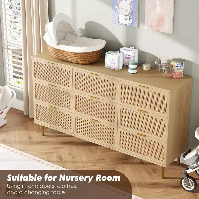 Commode en rotin pour la chambre, armoires de rangement grande capacité pour la garde-robe, convient pour le salon, le couloir et la chambre d'enfant.