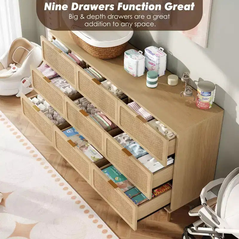 Commode en rotin pour la chambre, armoires de rangement grande capacité pour la garde-robe, convient pour le salon, le couloir et la chambre d'enfant.