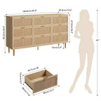 Commode en rotin pour la chambre, armoires de rangement grande capacité pour la garde-robe, convient pour le salon, le couloir et la chambre d'enfant.