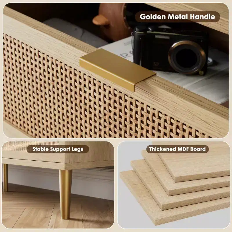Commode en rotin pour la chambre, armoires de rangement grande capacité pour la garde-robe, convient pour le salon, le couloir et la chambre d'enfant.