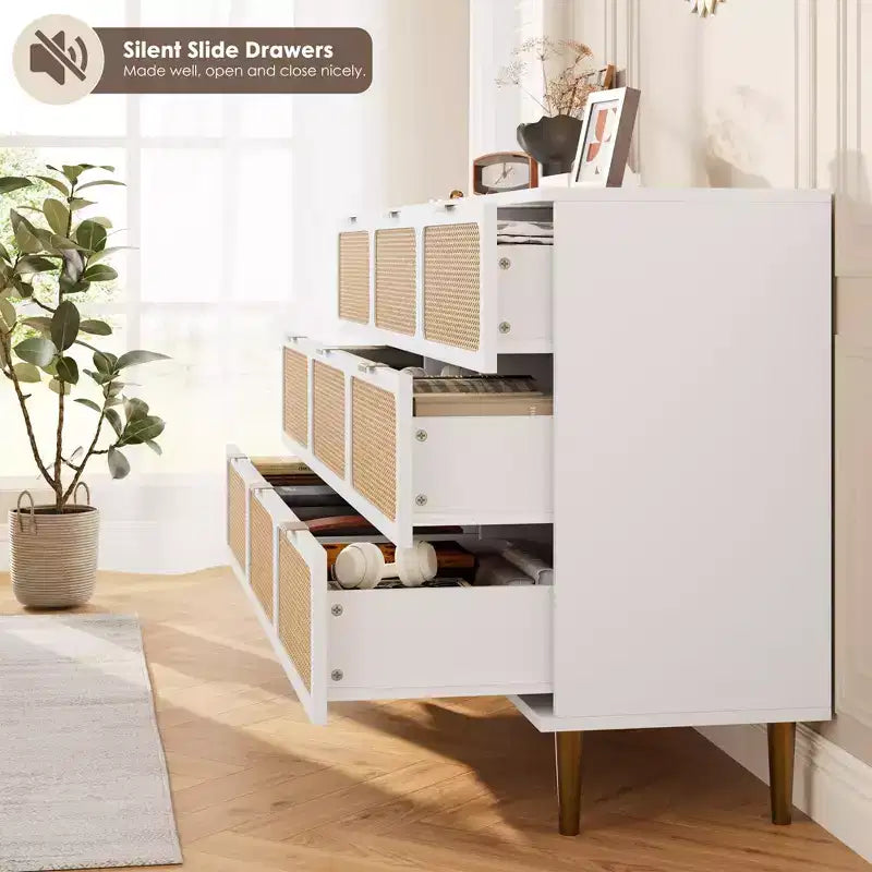 Commode en rotin pour la chambre, armoires de rangement grande capacité pour la garde-robe, convient pour le salon, le couloir et la chambre d'enfant.