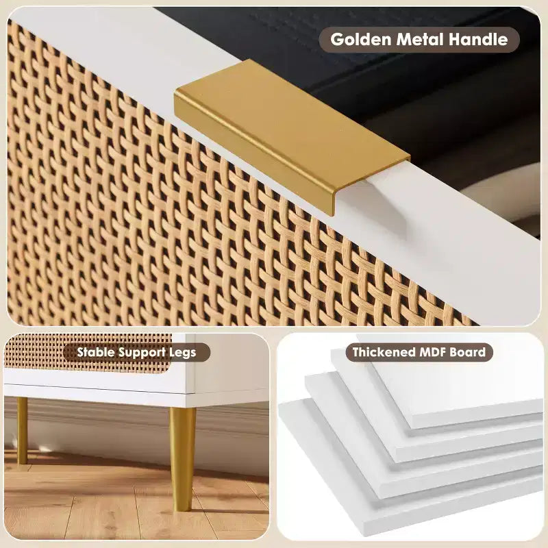 Commode en rotin pour la chambre, armoires de rangement grande capacité pour la garde-robe, convient pour le salon, le couloir et la chambre d'enfant.