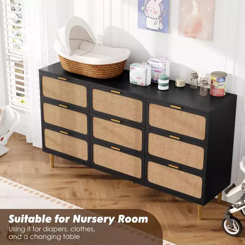 Commode en rotin pour la chambre, armoires de rangement grande capacité pour la garde-robe, convient pour le salon, le couloir et la chambre d'enfant.