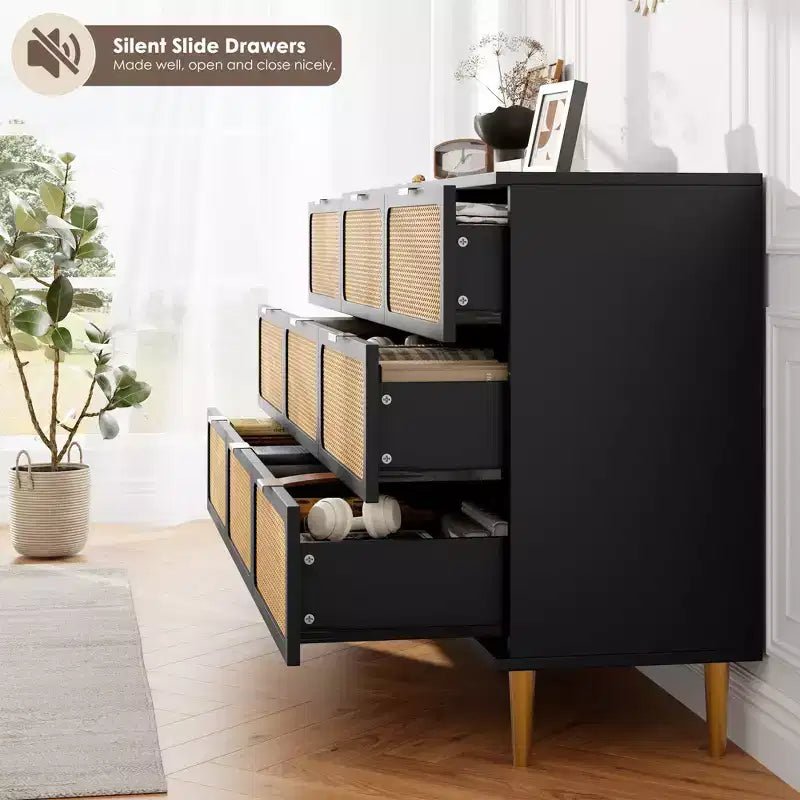 Commode en rotin pour la chambre, armoires de rangement grande capacité pour la garde-robe, convient pour le salon, le couloir et la chambre d'enfant.
