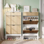 2 tiroirs abattants, meuble à chaussures fin et étroit, sur pied, pour l'entrée, armoire à chaussures de rangement