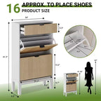 2 tiroirs abattants, meuble à chaussures fin et étroit, sur pied, pour l'entrée, armoire à chaussures de rangement