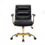 HomeStock Chaise de bureau exécutive à coussin noir, hauteur réglable de 42 po avec pivots