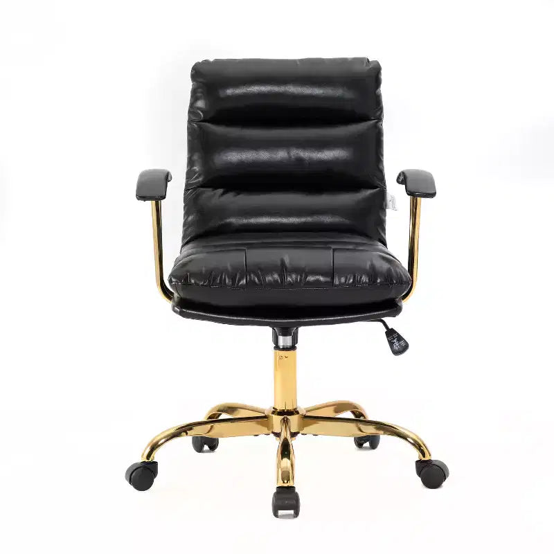 HomeStock Chaise de bureau exécutive à coussin noir, hauteur réglable de 42 po avec pivots