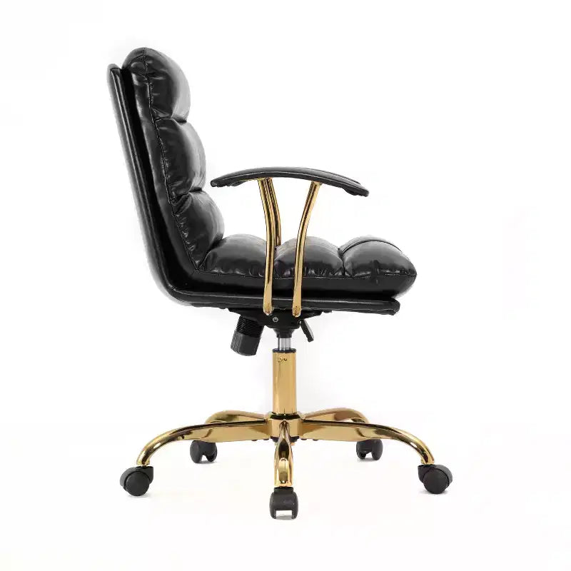 HomeStock Chaise de bureau exécutive à coussin noir, hauteur réglable de 42 po avec pivots
