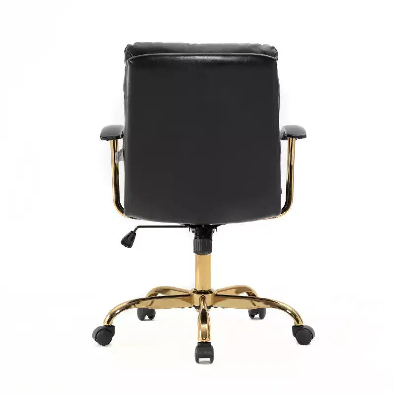 HomeStock Chaise de bureau exécutive à coussin noir, hauteur réglable de 42 po avec pivots