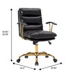 HomeStock Chaise de bureau exécutive à coussin noir, hauteur réglable de 42 po avec pivots