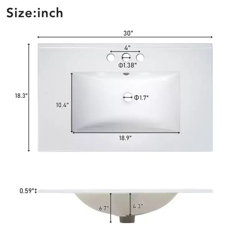 Meuble-lavabo de salle de bain de 76 cm avec lavabo simple, meuble sous-vasque combiné avec lavabo sous plan, meuble de rangement de salle de bain avec 2 portes et 1 tiroir, fermeture en douceur