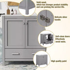 Meuble-lavabo de salle de bain de 76 cm avec lavabo simple, meuble sous-vasque combiné avec lavabo sous plan, meuble de rangement de salle de bain avec 2 portes et 1 tiroir, fermeture en douceur