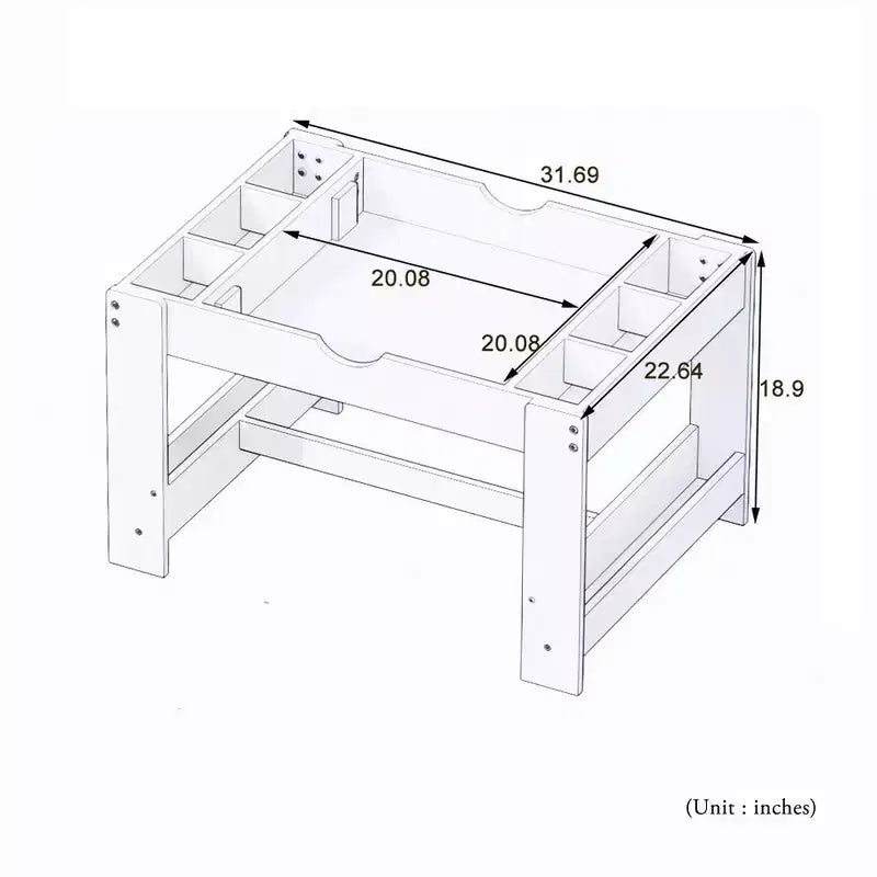 Table de jeu 2-en-1 Whisen Kids avec 7 compartiments de rangement, compatible avec les briques de construction LEGO - Blanc et Vert