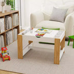 Table de jeu 2-en-1 Whisen Kids avec 7 compartiments de rangement, compatible avec les briques de construction LEGO - Blanc et Vert