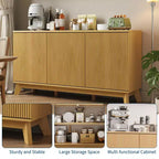 Bahut de salle à manger 58 po avec 3 portes, table console incurvée de style rustique et armoire de rangement pour bar à café.