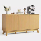 Bahut de salle à manger 58 po avec 3 portes, table console incurvée de style rustique et armoire de rangement pour bar à café.