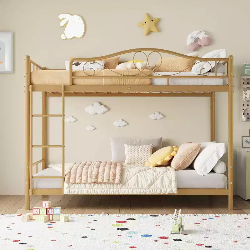 Lit superposé jumeau sur jumeau COZONY, cadre en métal robuste, garde-corps pleine longueur, capacité de 181 kg
