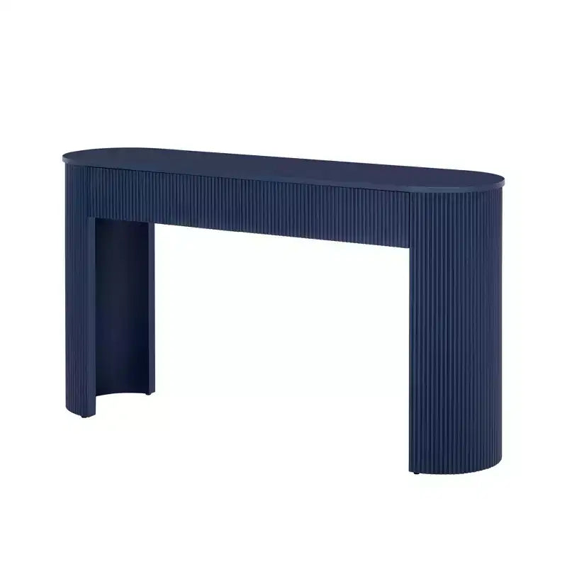 Console moderne Luxystar avec 2 tiroirs dissimulés, plateau ovale et design cannelé pour entrée et salon