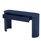 Console moderne Luxystar avec 2 tiroirs dissimulés, plateau ovale et design cannelé pour entrée et salon