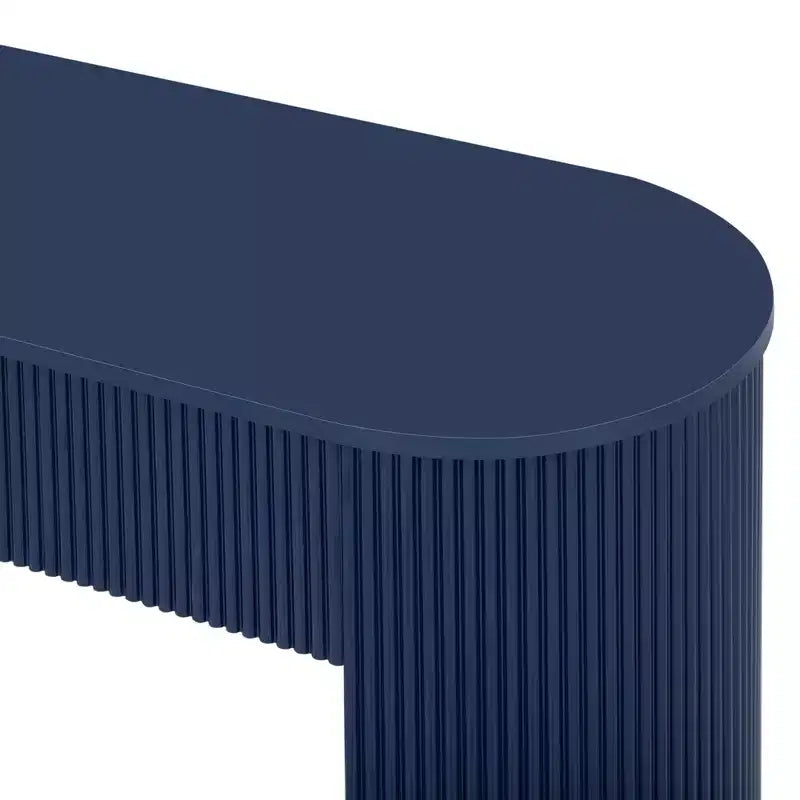 Console moderne Luxystar avec 2 tiroirs dissimulés, plateau ovale et design cannelé pour entrée et salon